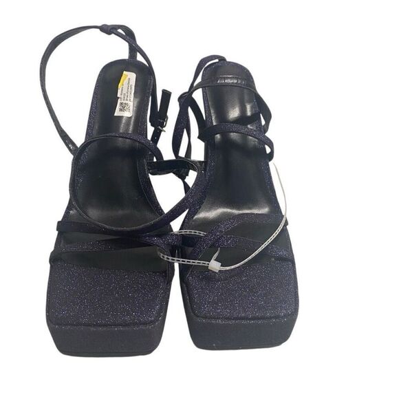 DS Women’s Purple Sparkly Heel  Sandals Strappy Size 10 Platforms - Picture 1 of 9